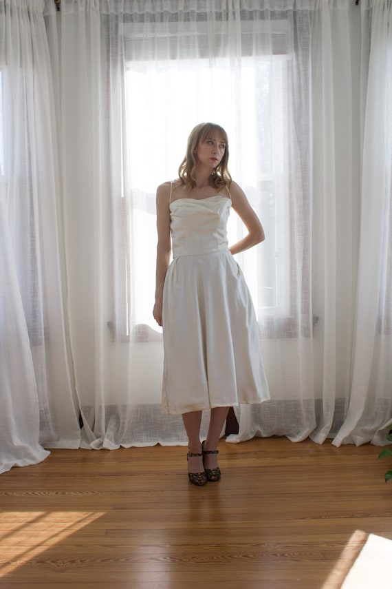 ivory courthouse wedding dress Leely Women Ivory Midi Bridal Dress with Pockets V-Neck Long Sleeves A Line Engagement Dress Courthouse Wedding Dress