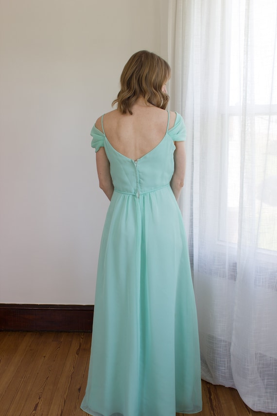 1970's mint green Bianchi formal gown / size XS /… - image 3