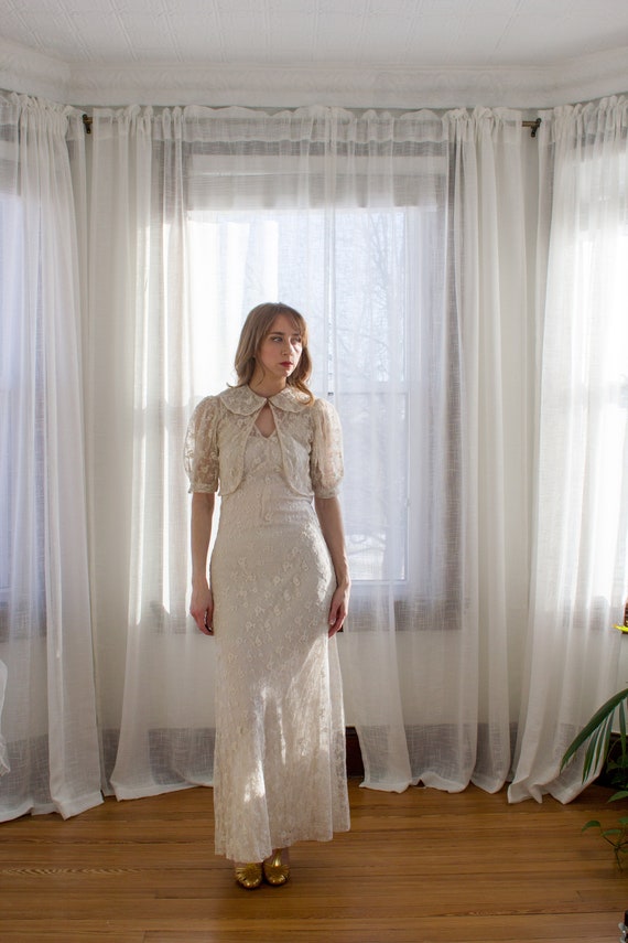 organza lace dress Organza Lace Up Back Ballgown with Detachable Sleeves missy / 0 / ivory main image 1
