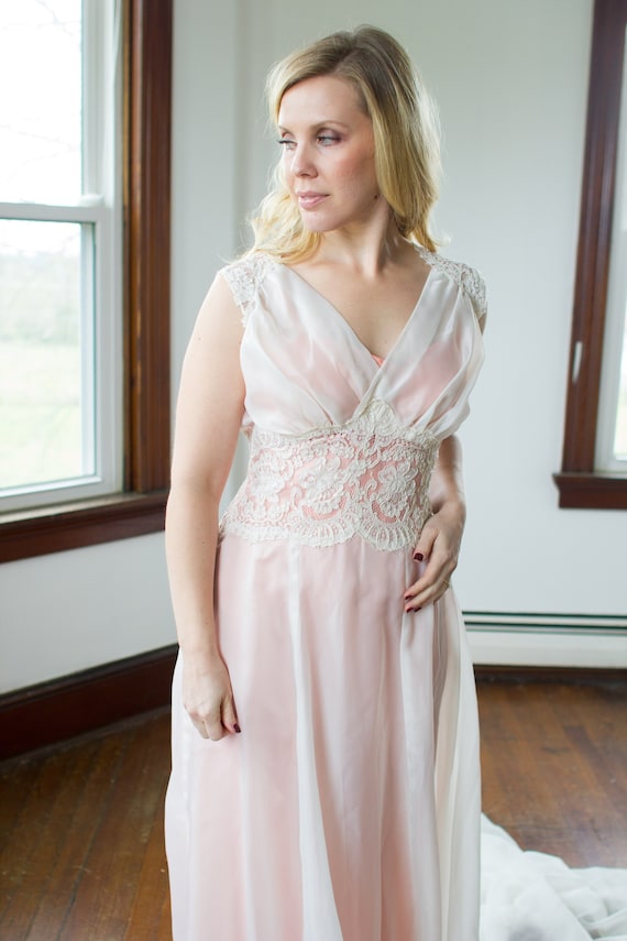 Vintage 1930 S Sheer Organza And Alencon Lace Wedding Gown Etsy