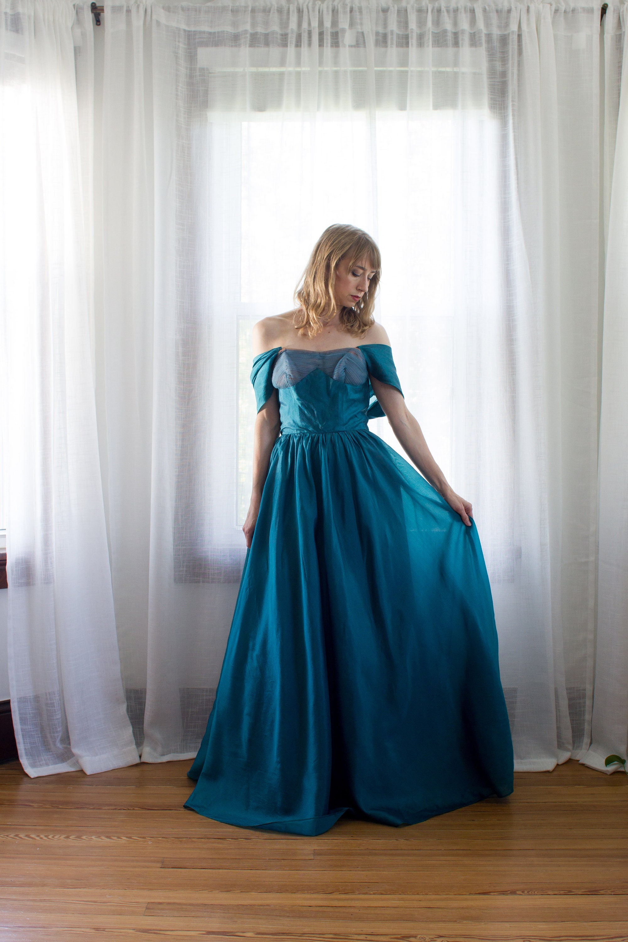 Peacock Blue Formal Gown - Etsy