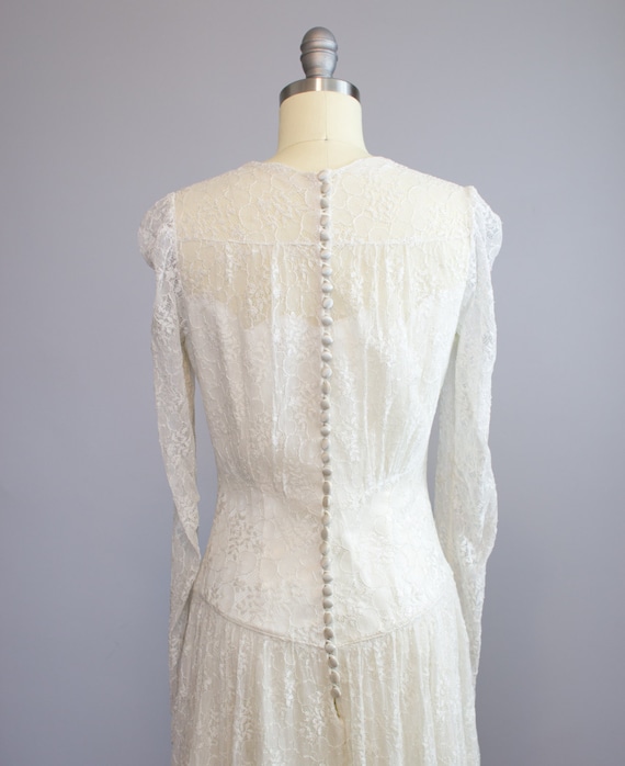 1930's Lace long sleeve wedding gown / Size XS Sm… - image 6