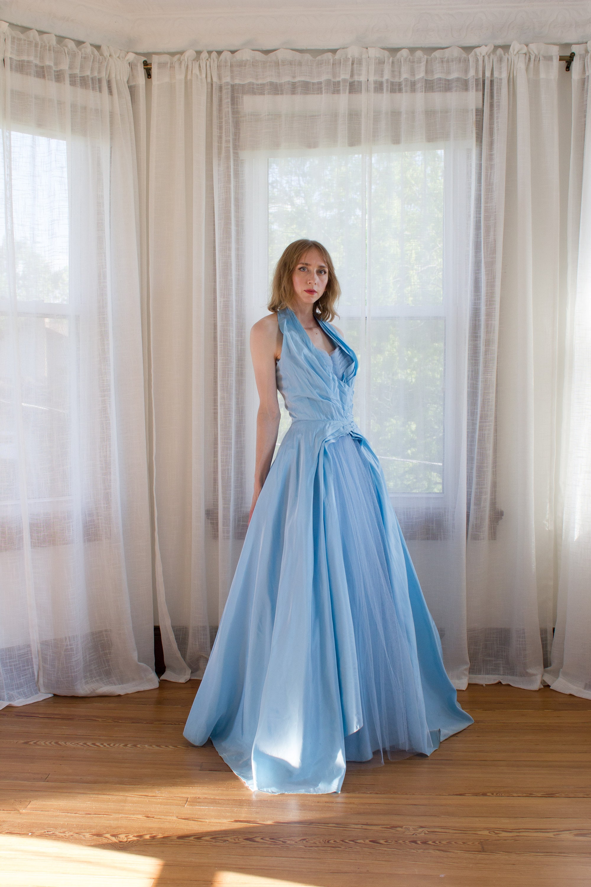 1950s prom dress amazon Blue Retro 50s Tea Length Prom Dress Formal Dress CC3005 Size 12 / Other