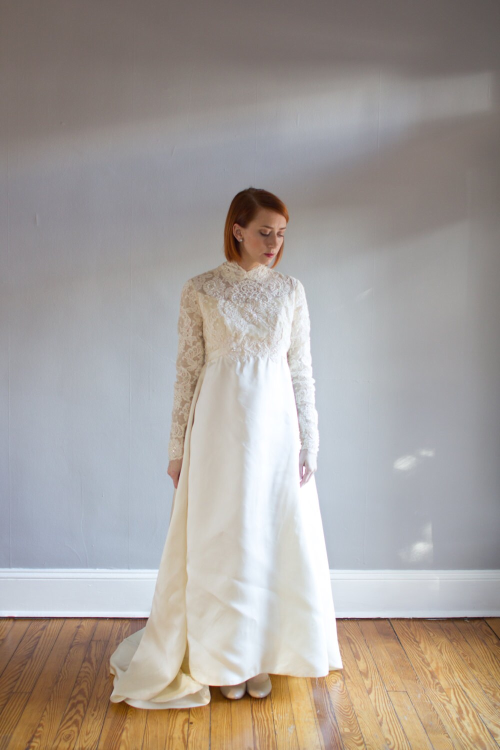 alfred angelo lace wedding dress I think I'd get married again just to wear this!1958Victorian Inspired Wedding Gown by Alfred Angelo #bridalfashion #weddingdress #lace #fblifestyle #1950sfashion #vintagefashion