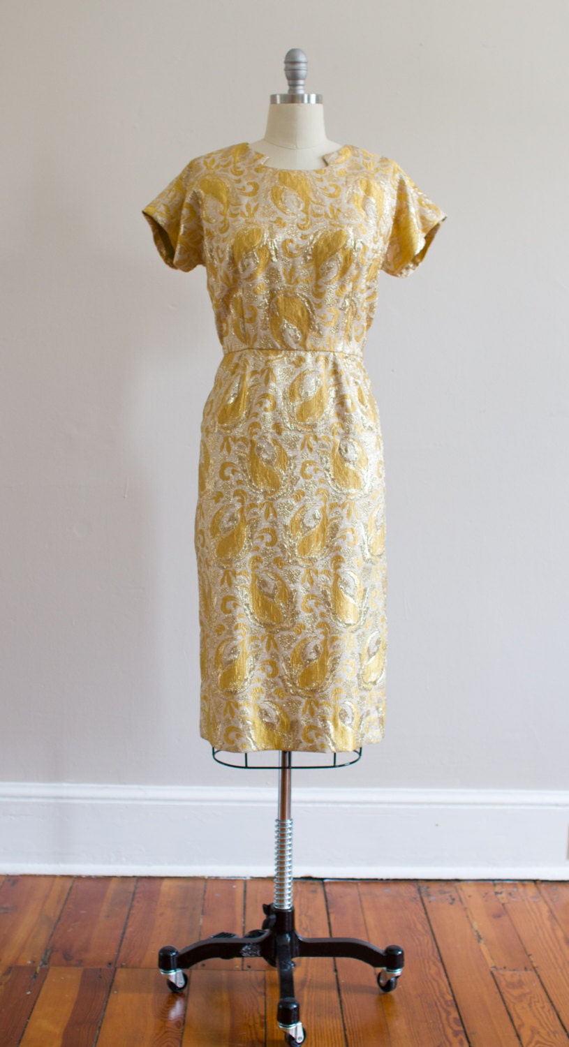 1950's Metallic Gold Wiggle Dress / Matching Jacket / - Etsy