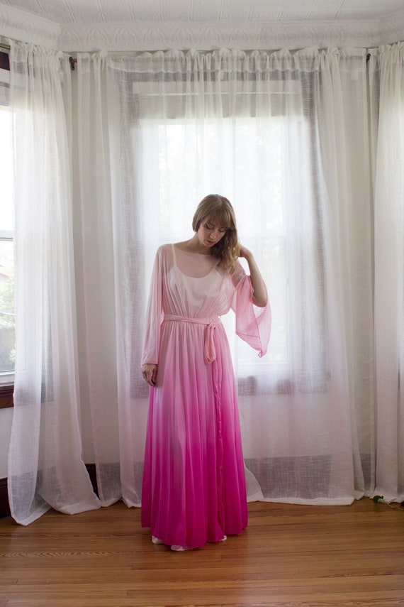 1960's dip dyed chiffon dress / dressing gown / si