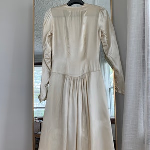 1930's Ivory Liquid Satin Wedding Gown/ Size Small / Long Sleeves - Etsy