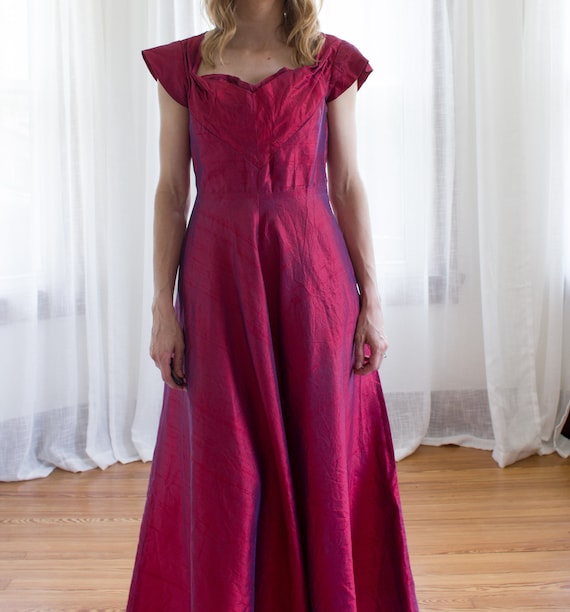 1950's iridescent pink silk formal dress / party … - image 2