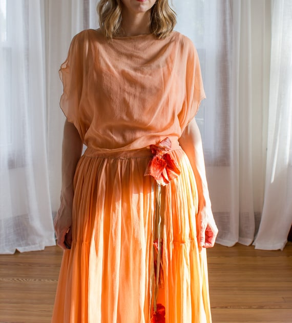 Whimsical 1920's Silk Chiffon Dress With Velvet Poppy Flowers and Gold  Threading / Size Small - Etsy