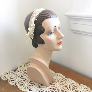 Rare 1920&#39;s Delicate Wax flower Headpiece / Crown / Tiara / Headband