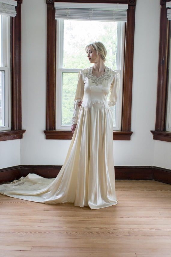 1940s satin wedding dress