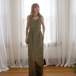 1960's black and metallic gold formal dress / cocktail / party dress / size Small / bow / sleeveless