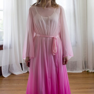 1960's dip dyed chiffon dress / dressing gown / size XS-S-M image 4