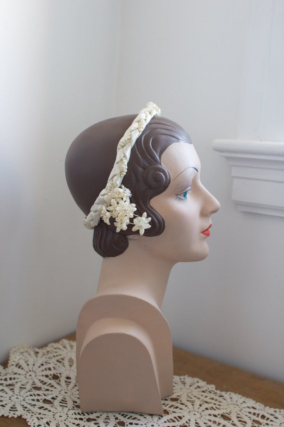 1920's Braided Wax Flower Headpiece / crown / tiar