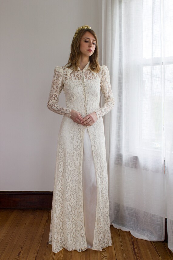 Early 1930's wedding dress / bridal jacket / satin