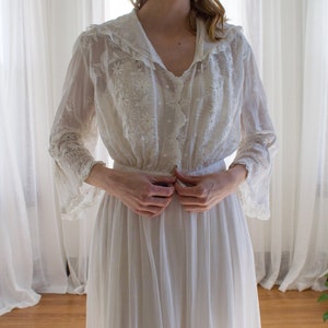 1910's Edwardian tea dress / blouse and skirt / cotton / wedding dress / size XS image 6