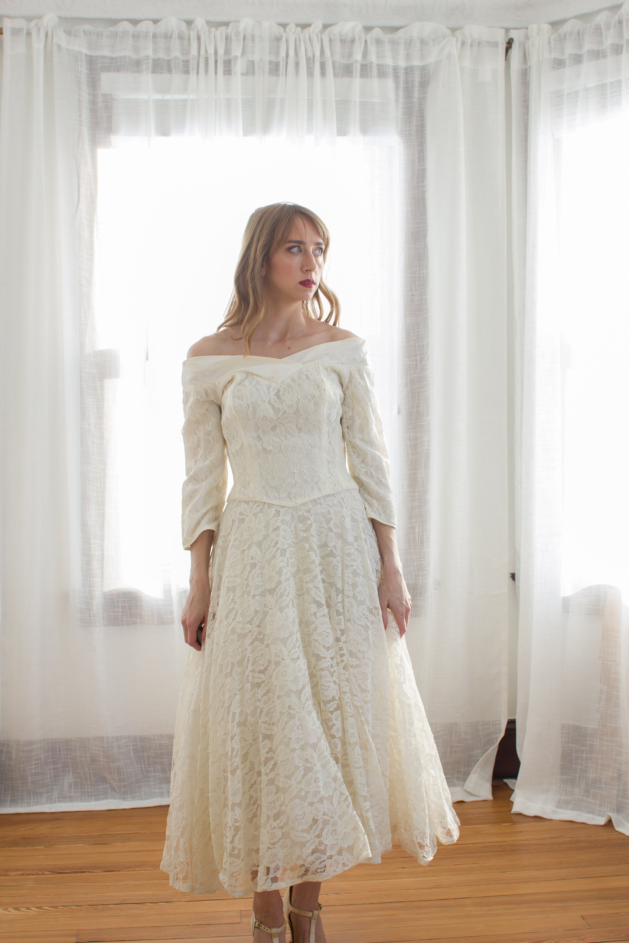 cream lace dress modest Citrus The Shae Eyelet Dress Cream / XXL main image 0
