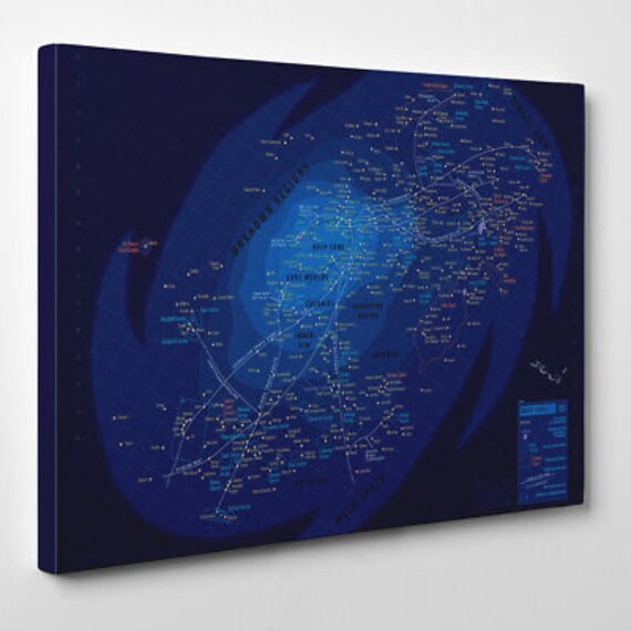 Star Wars Galaxy Map Framed Canvas Art Print Movie Space Etsy