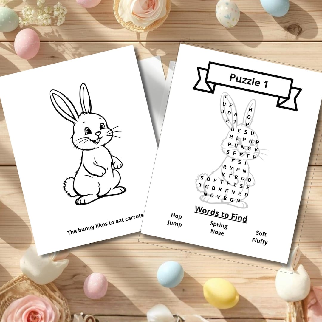 Word Search Coloring Book Pages Spring Animals, Kids Activity (digital ...