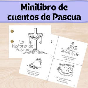 Minilibro de cuentos de Pascua, colorear cuentos de Pascua, actividades de Pascua, Semana Santa para niños, manualidades del Domingo