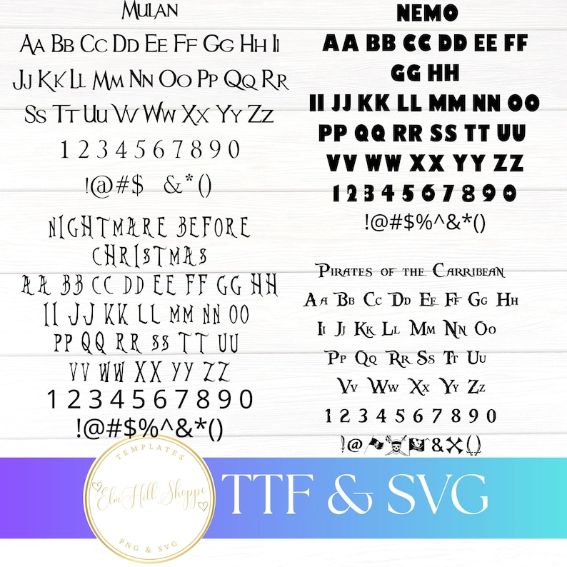 Cartoon Font Bundle SVG TTF Cricut Silhouette Cutting Canva Invitation ...