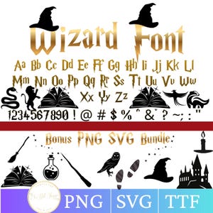 Magic World Symbols Png, Svg, Ttf, Eps, Font Included, Wizard Svg, Owl Svg, Castle Svg, Houses svg, Glasses