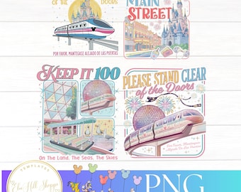Camiseta Keep It 100 On The Land The Seas The Skies png, Camiseta Retro Pastel Boat Seagull png, Camiseta EPCOT World Traveler Mickey Balloon