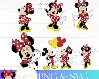 Pacote de arquivos SVG e PNG de ratinho com bolinhas | Arquivo de corte com orelhas e laço de rato de desenho animado | Design fofo para camiseta estilo parque temático | Download digital para Cricut e Silhouette