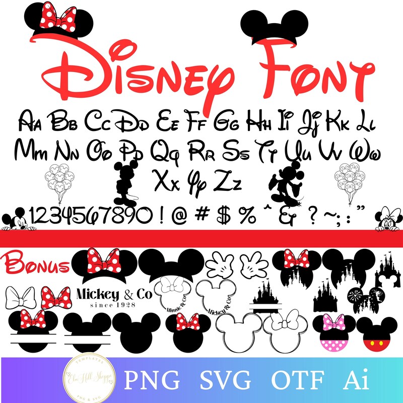 Minnie Lettering Minnie Mouse Safari Font - Etsy