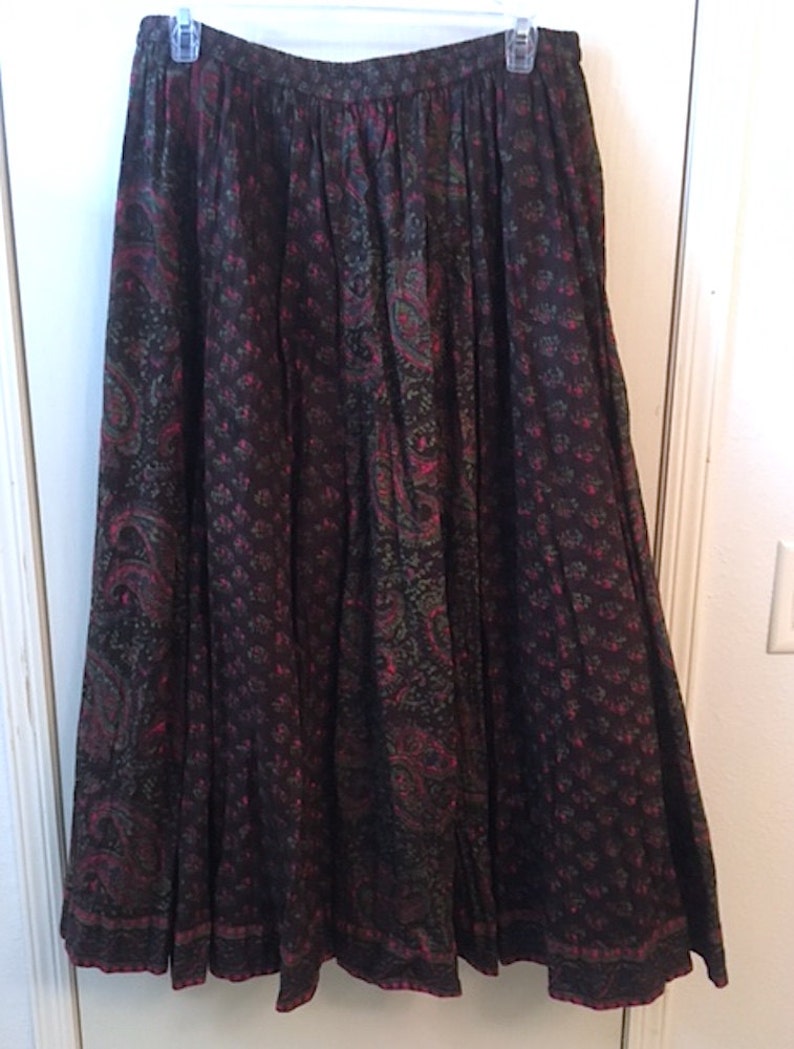 Vintage 80's indigo Cotton Skirt Brown Red & | Etsy