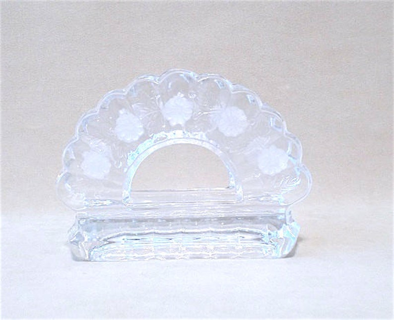 Vintage 80's Clear Cut Crystal Napkin Holder With Laurel Etsy