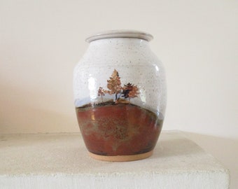 2,5 L Handmade Ceramic Urn with Gold Trees