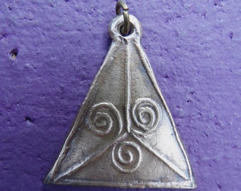 Starseed Sirian Seal Triangular Triple Spiral Triskele Bronze Pendant