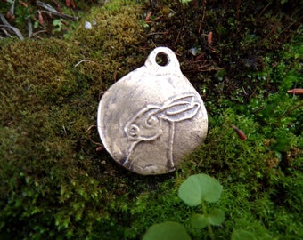 Moon Hare Bronze Pendant