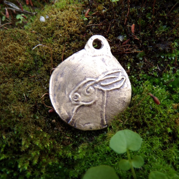 Moon Hare Bronze Pendant