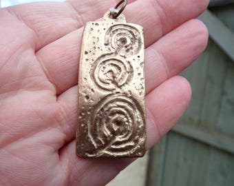 Prehistoric Rock Art Triple Circle Bronze Pendant