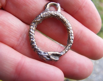 Dragon Serpent Ouroboros Bronze Pendant