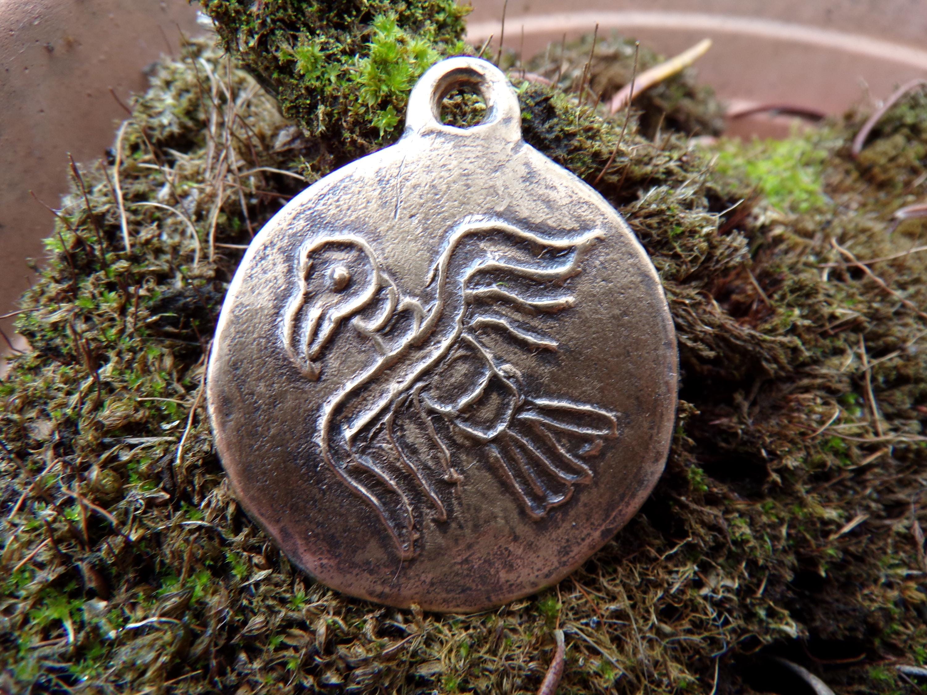 Collana Uomo Con Ciondolo Corvo Mitologico Odino &ndash; Gioiello Acciaio Inox Grigio