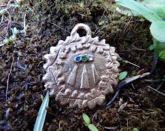 Druid Awen Bronze Pendant, with Cubic Zirconia