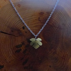 Fig leaf golden necklace, hammered brass tiny fig leaf, stainless steel finishing, figs, organic, art nouveau