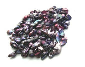 Paarse fuchsia zoetwaterparel kralen mix, 70 paars en fuchsia gekleurde zoetwaterparel kralen, verschillende formaten, 75 g, kleine gaten