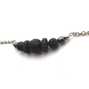 Lava stone hematite bracelet, black lava stone bead, hematite beads, stainless steel beads and finishing, minimal, essential oil diffuser