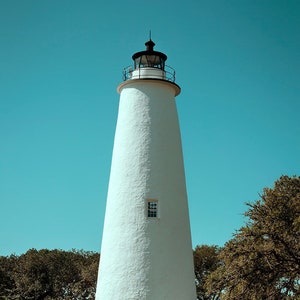 Ocracoke Lighthouse in the Outer Banks, North Carolina (Vintage Color Print)