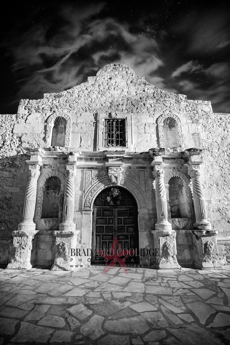 The Alamo black & White Matte Print Etsy