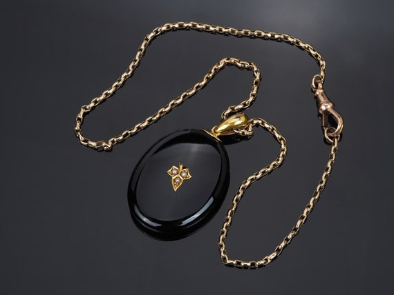 Buy Victorian Mourning Necklace Antique Onyx Hair Locket With