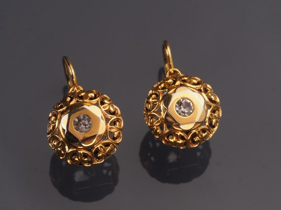Antique Earrings, Victorian Earrings, 18k Gold ear