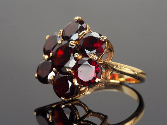 Bohemian Garnet Ring Gold Heirloom Ring Vintage Gold Ring Etsy