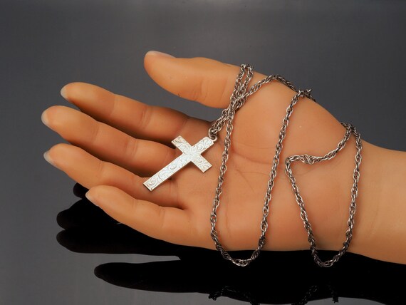 Silver Cross Necklace 1975 Cross 