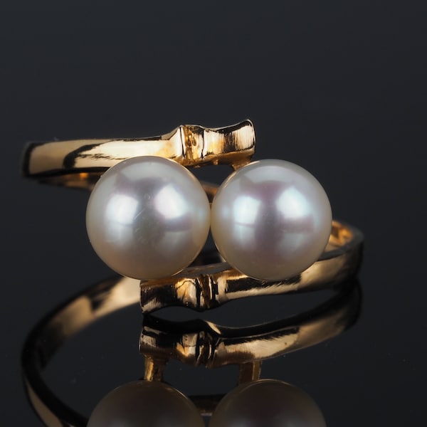 Two Pearls Double Pearl Ring - Etsy