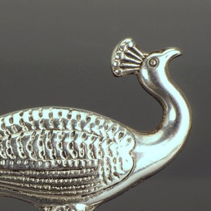 Silver Peacock Bird Novelty Brooch Pin, Animal Jewellery, Silver Bird Brooch, Animal Jewelry, Bird Jewellery Pins, Vintage Novelty Bird Pin image 5